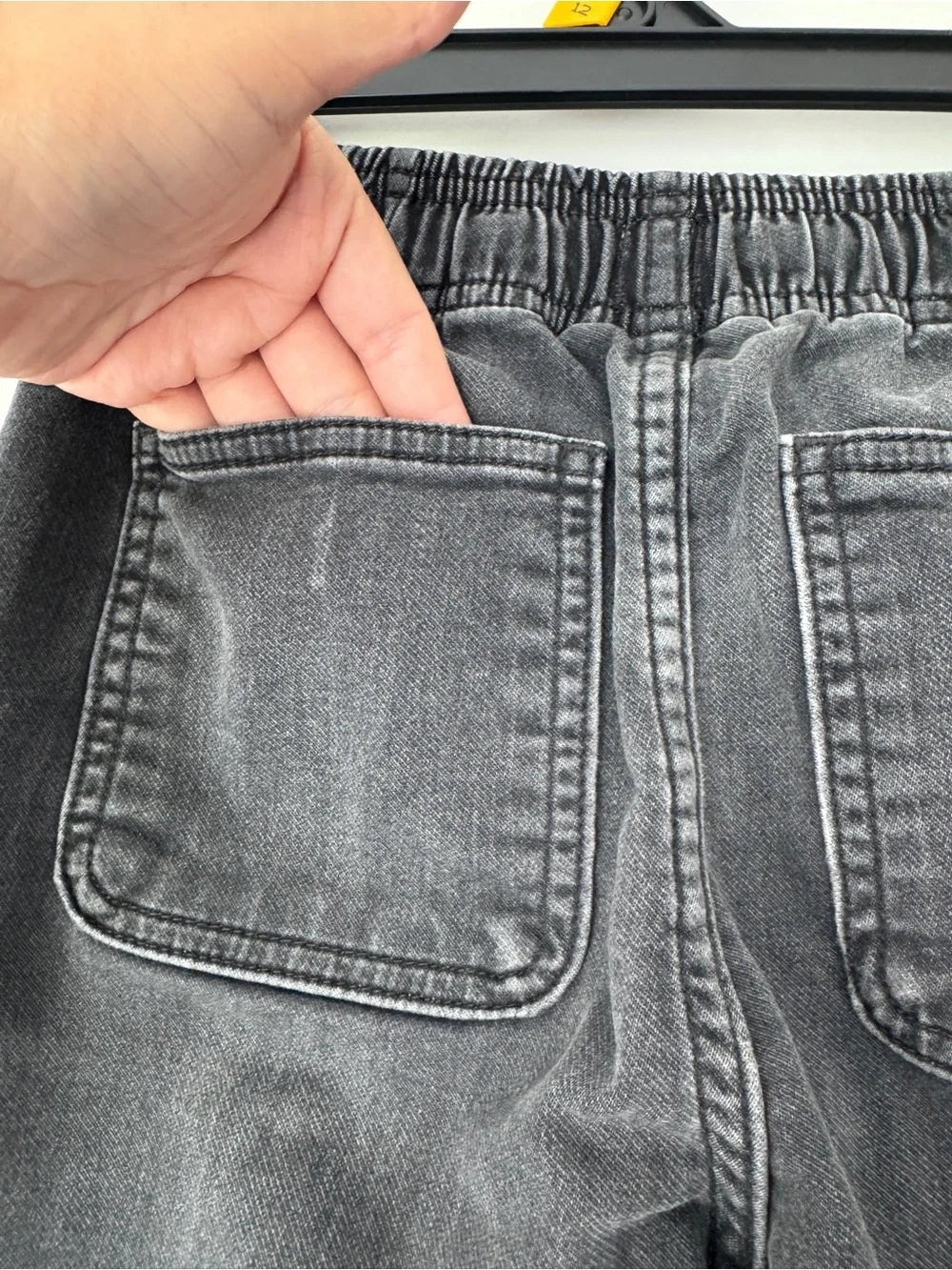 GAP Girls Relaxed Wide-Leg Drawstring Jeans in Charcoal